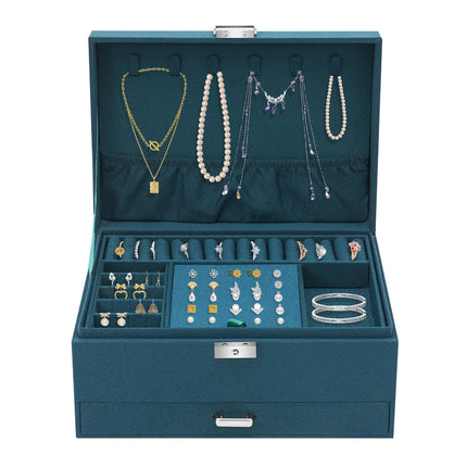 3-Tier Velvet Jewelry Box Organizer | Luxury Green Jewelry Storage Case