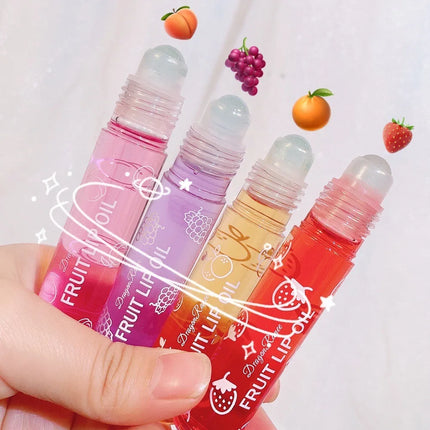 Hydrating Fruit Lip Oil – Roll-On Gloss & Moisturizing Lip Balm for Smooth Lips