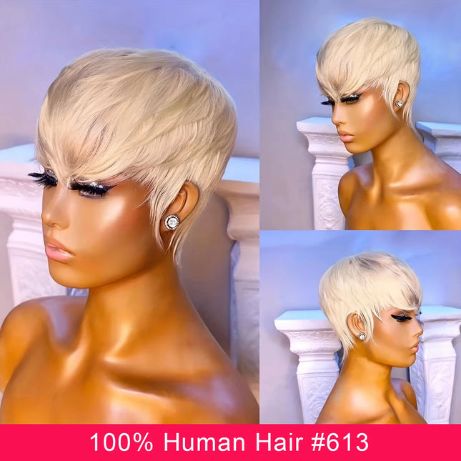 Blonde 613 Short Pixie Cut Wig with Bangs