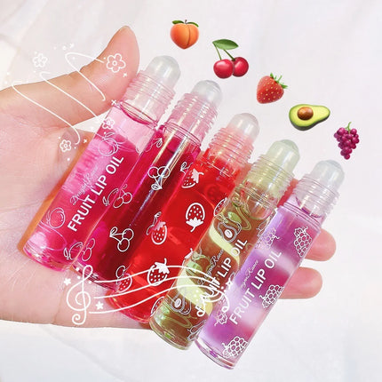Hydrating Fruit Lip Oil – Roll-On Gloss & Moisturizing Lip Balm for Smooth Lips