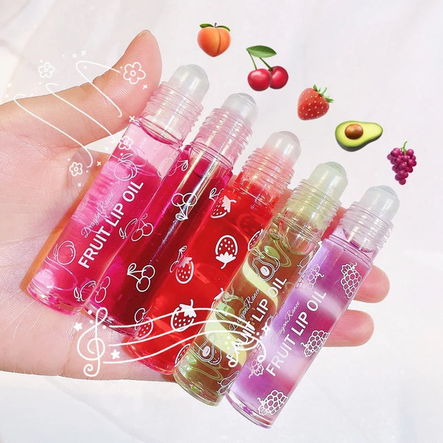 Hydrating Fruit Lip Oil – Roll-On Gloss & Moisturizing Lip Balm for Smooth Lips