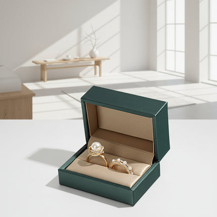 Premium Brushed Leather Jewelry Storage Box | Multi-Slot Rings & Earring Organizer