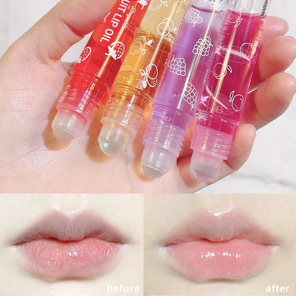Hydrating Fruit Lip Oil – Roll-On Gloss & Moisturizing Lip Balm for Smooth Lips