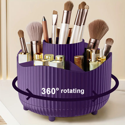 360° Rotating Cosmetic Organizer – 5-Compartment Makeup Brush & Lipstick Holder