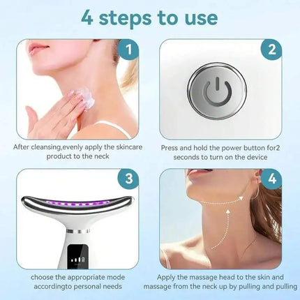7-Color LED Light Therapy Face & Neck Massager | Skin Tightening Device
