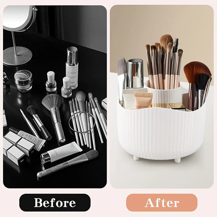 360° Rotating Cosmetic Organizer – 5-Compartment Makeup Brush & Lipstick Holder