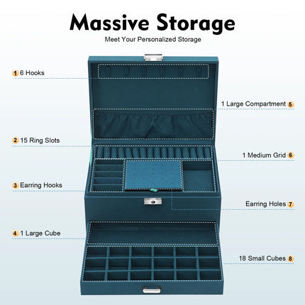3-Tier Velvet Jewelry Box Organizer | Luxury Green Jewelry Storage Case