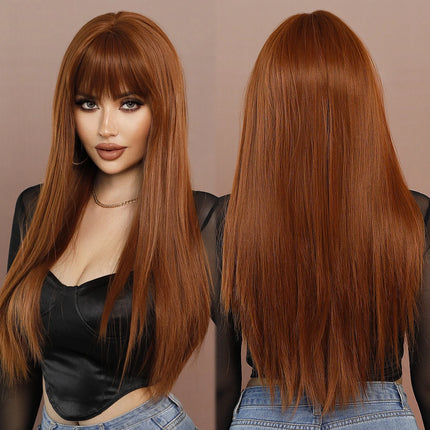 Long Straight Ombre Blonde Wig with Bangs