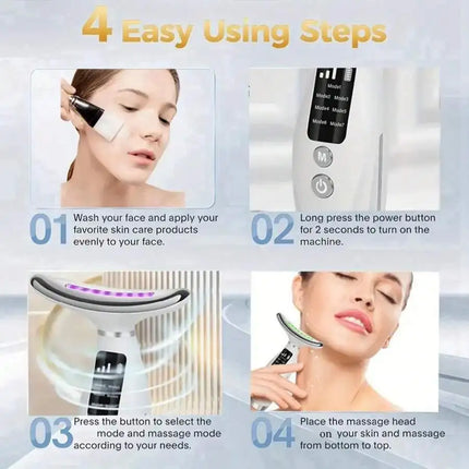 7-Color LED Light Therapy Face & Neck Massager | Skin Tightening Device