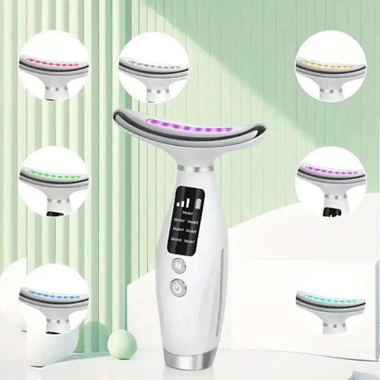 7-Color LED Light Therapy Face & Neck Massager | Skin Tightening Device