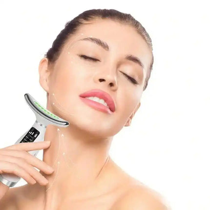 7-Color LED Light Therapy Face & Neck Massager | Skin Tightening Device