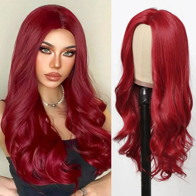 Long Wavy Red Cosplay & Daily Synthetic Wig