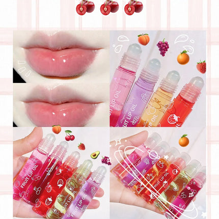 Hydrating Fruit Lip Oil – Roll-On Gloss & Moisturizing Lip Balm for Smooth Lips