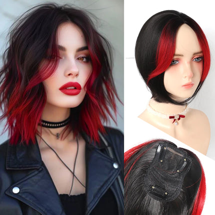 Synthetic Hairpiece Middle Part Topper with Bangs
