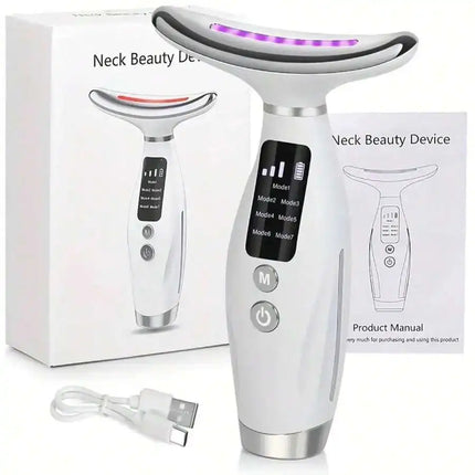 7-Color LED Light Therapy Face & Neck Massager | Skin Tightening Device
